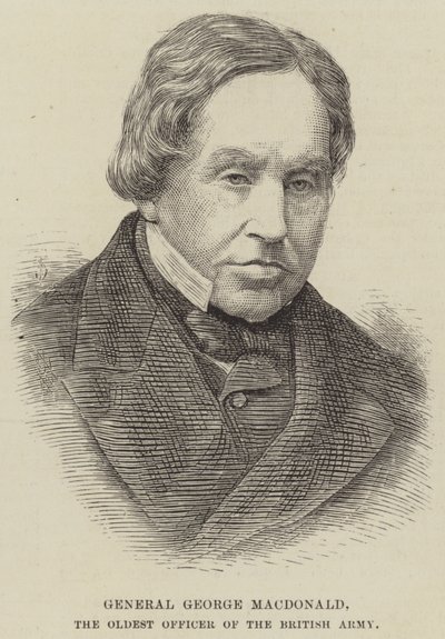 General George MacDonald, el oficial más antiguo del ejército británico (grabado) de English School