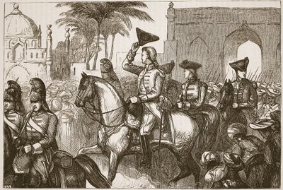 El General Goddard entrando en Surat, ilustración de Cassells Illustrated History of India de James Grant, pub. 1879 de English School