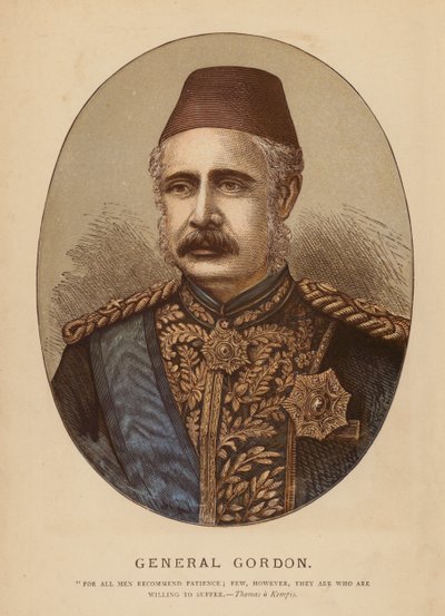 General Gordon (grabado en color) de English School