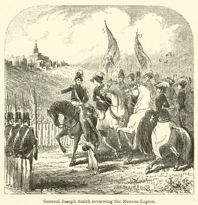 El General Joseph Smith revisando la Legión de Nauvoo de English School