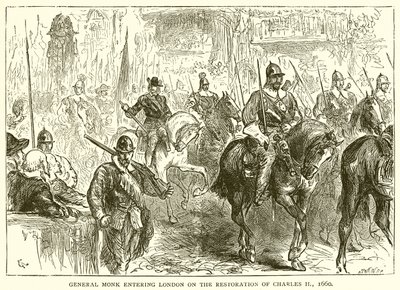 El General Monk entrando en Londres en la Restauración de Carlos II, 1660 de English School