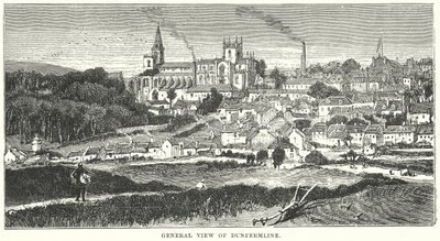 Vista general de Dunfermline (grabado) de English School