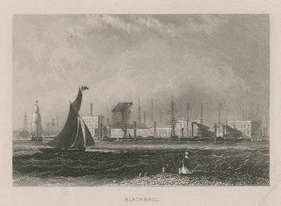 Vista general de los barcos en el Río Támesis en Blackwall de English School