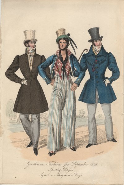 Moda masculina para septiembre de 1828 de English School