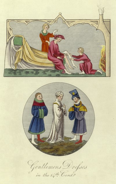 Vestidos de caballeros del siglo XIV de English School