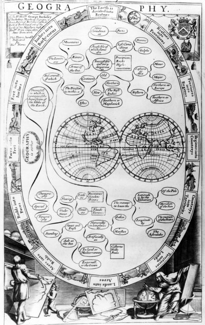 Diagrama de Geografía, de The Gentlemans Recreation publicado por Richard Blome, 1686 de English School