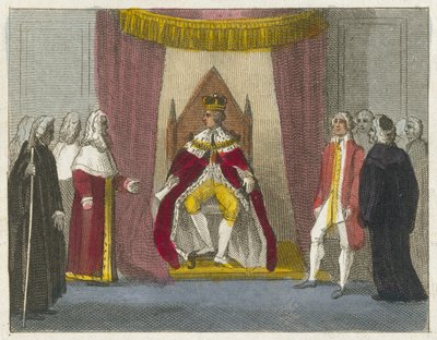 Jorge III y los jueces (grabado coloreado) de English School