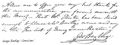 George Bartley, comediante de English School