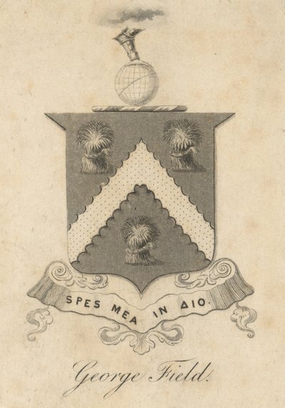 George Field, Placa con escudo de armas, de "Chromatics, or, An essay on the analogy and harmony of colours", de George Field. de English School