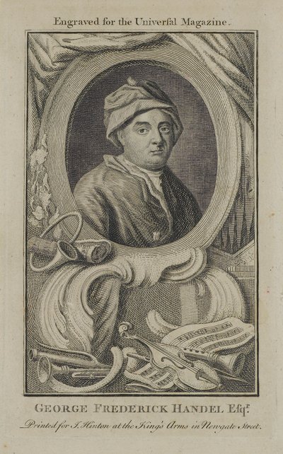 George Frideric Handel, grabado para la Universal Magazine de English School