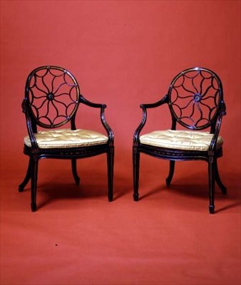 Sillones ebonizados y dorados de Jorge III al estilo de Chippendale, finales del siglo XVIII de English School