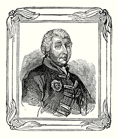 Jorge III, nieto de Jorge II, nació en 1738; coronado en 1760; y murió en 1820 (grabado) de English School