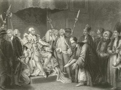 Jorge III recibiendo al embajador turco y su séquito de English School