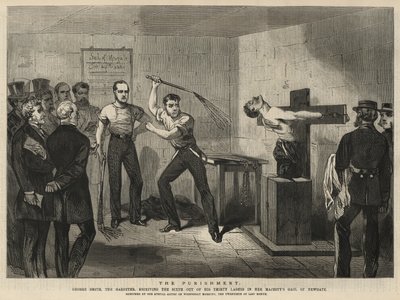 George Smith, el garrotador, recibiendo el sexto de sus treinta latigazos de English School