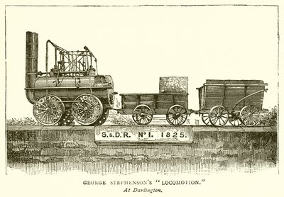 Locomotora de George Stephenson en Darlington de English School