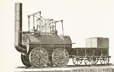 El tren de George Stephenson de 1825, de La Historia Nacional y Doméstica de Inglaterra por William Hickman Smith Aubrey (1858-1916) publicada en Londres, c.1890 de English School