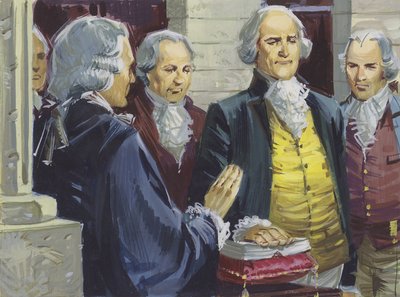 George Washington Jurando como el Primer Presidente de América en Nueva York de English School
