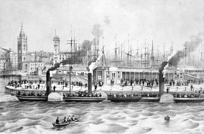 Muelle de George, Pier Head, Liverpool, c.1855 de English School