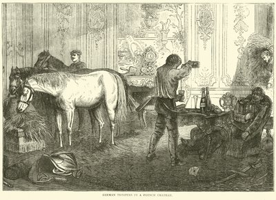 Soldados alemanes en un castillo francés, septiembre 1870 de English School