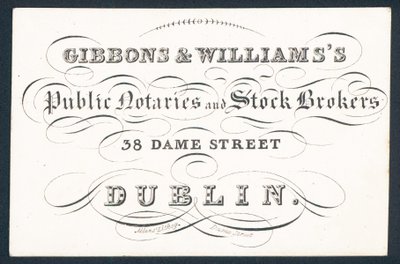 Gibsons & Williams, notarios públicos y corredores de bolsa, tarjeta comercial de English School
