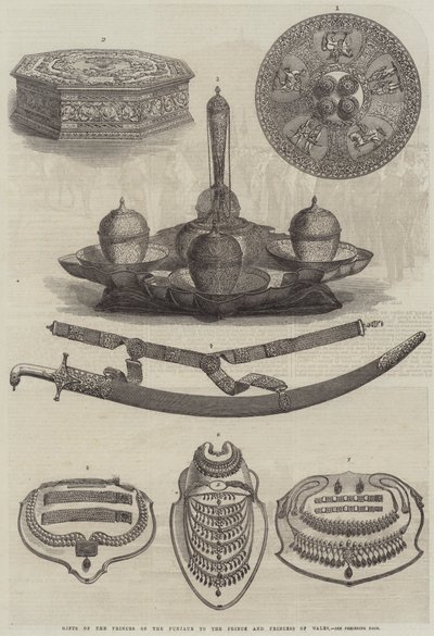 Regalos de los príncipes del Punjab al Príncipe y la Princesa de Gales de English School