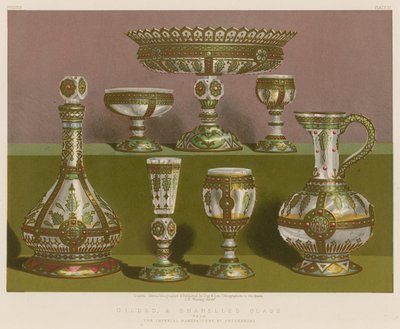 Vidrio dorado y esmaltado de la Fábrica Imperial, San Petersburgo de English School