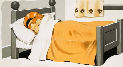 Chica dormida en la cama de English School