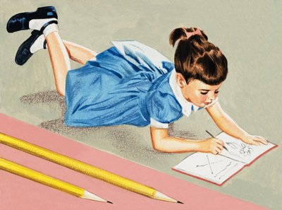 Niña dibujando de English School
