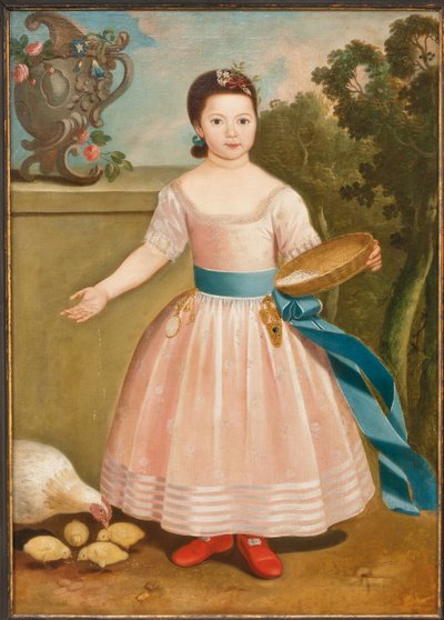 Niña alimentando pollos, c.1811-20 de English School