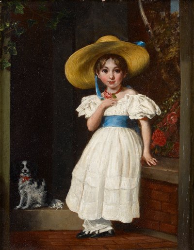 Niña con sombrero de paja, c.1840 de English School