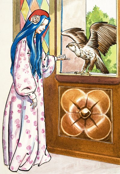 Niña con halcón de English School
