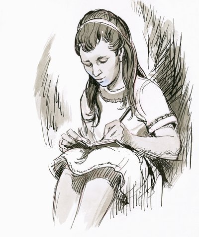 Niña escribiendo de English School