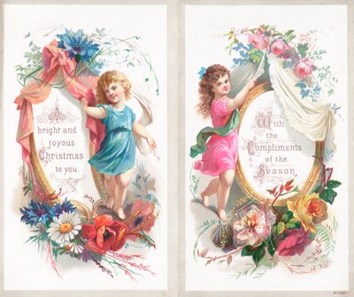 Niñas y flores, tarjeta de Navidad de English School