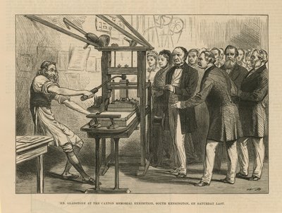 Gladstone en la exposición del Memorial de Caxton de English School