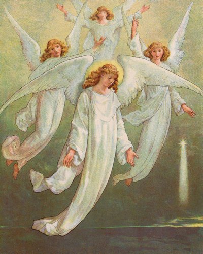 "¡Gloria a Dios en las alturas!" (litografía en color) de English School
