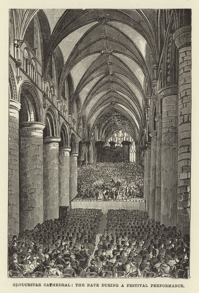 Catedral de Gloucester, la nave durante una actuación de festival de English School
