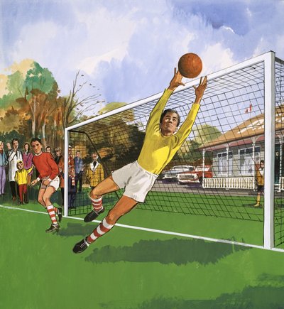 Portero en el partido de fútbol de English School