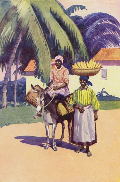 Going to Market, Jamaica (litografía en color) de English School