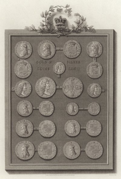 Monedas de oro y plata, Carlos II de English School