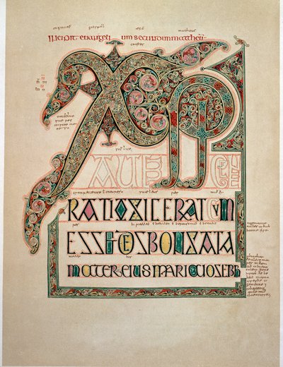 Evangelio según San Mateo, página del segundo Incipit de English School