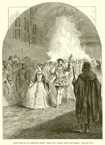 Gran baile en el viejo palacio de Greenwich: Enrique VIII bailando con Ana Bolena de English School
