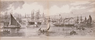 Gran Panorama de Londres, desde el río Támesis mirando hacia Shadwell, East India Docks y Limehouse, 1849 de English School