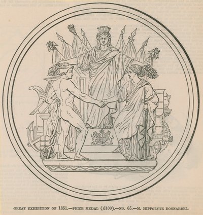 Gran Exposición de 1851 - medalla de premio (£100), otorgada a M Hippolyte Bonnardel de English School