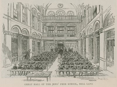 Gran Salón de la Escuela Libre Judía, Bell Lane, Londres de English School