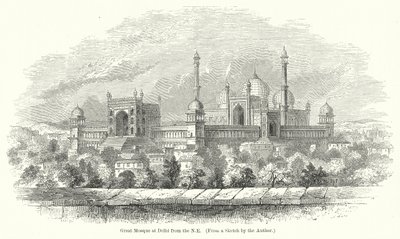Gran Mezquita de Delhi desde el NE (grabado) de English School
