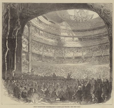 Gran Manifestación Proteccionista en el Teatro Drury-Lane de English School