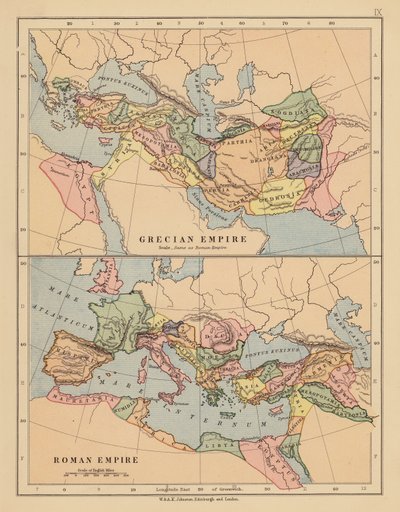 Imperio Griego; Imperio Romano (litografía en color) de English School