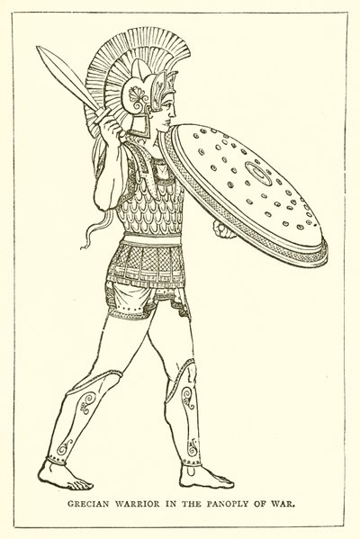 Guerrero griego en la panoplia de guerra de English School