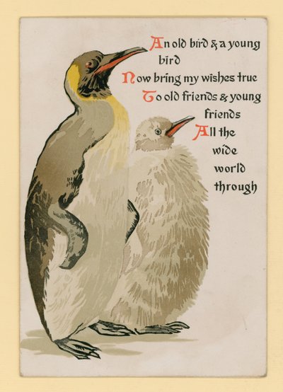 Tarjeta de felicitación, con pingüinos de English School
