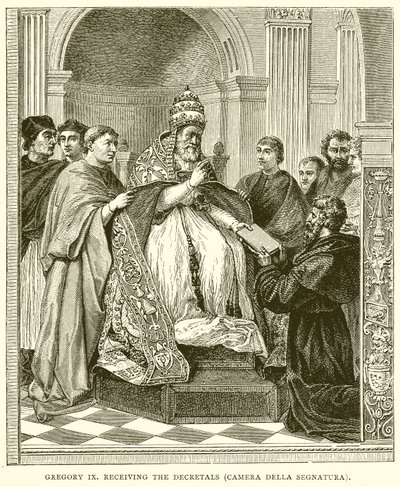 Gregorio IX recibiendo los Decretales (Camera Della Segnatura) de English School